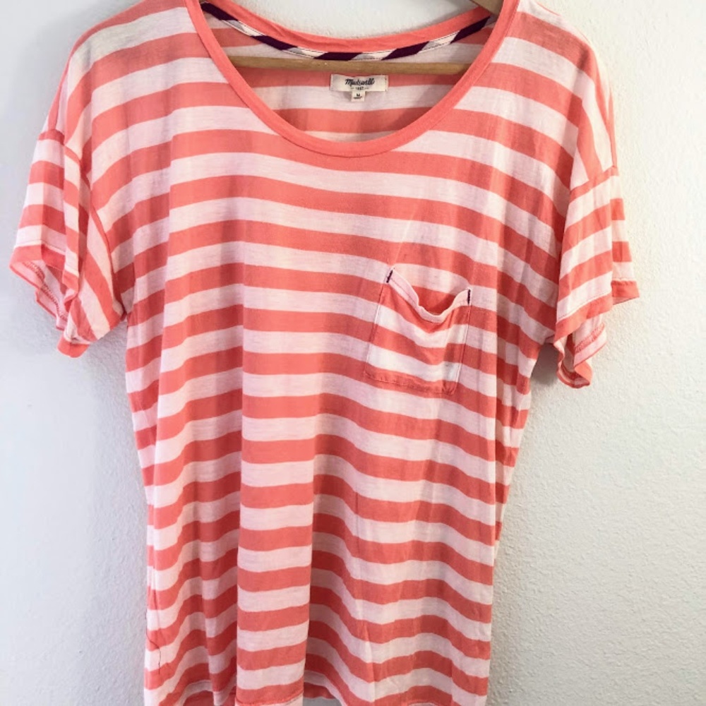 Madewell Coral Stripped Tee